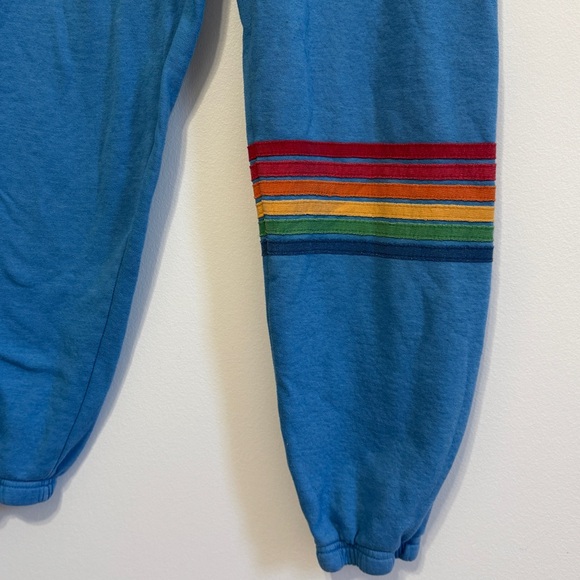 Aviator Nation Stripe Sweatpants Size Large Baby Blue Joggers - Picture 6 of 7